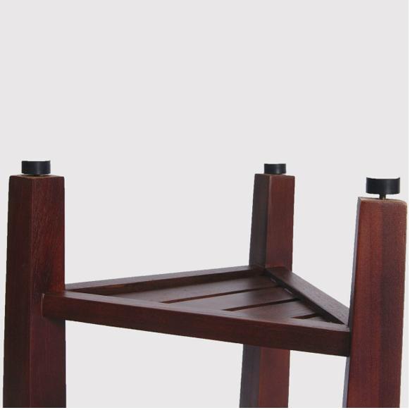 Compact Teak Corner Shower  Outdoor Bench With Shelf In Brown Finish - Bed & Bath