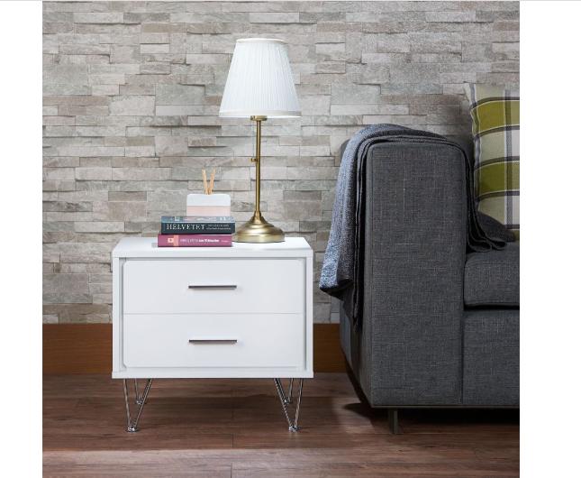 18" Wood Two Drawer Nightstand - Bed & Bath