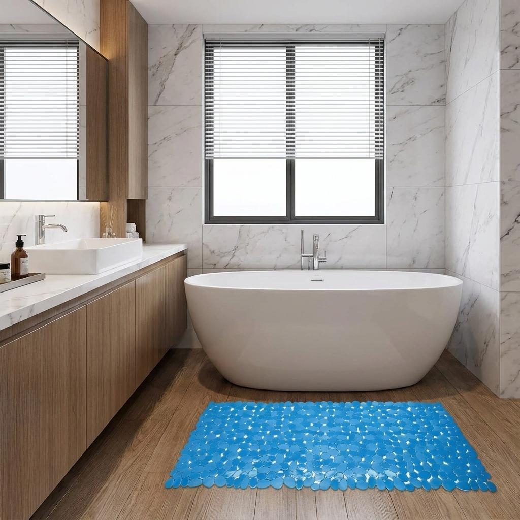 35" Blue Spa Pebbles Non Slip Bathtub Mat - Bed & Bath
