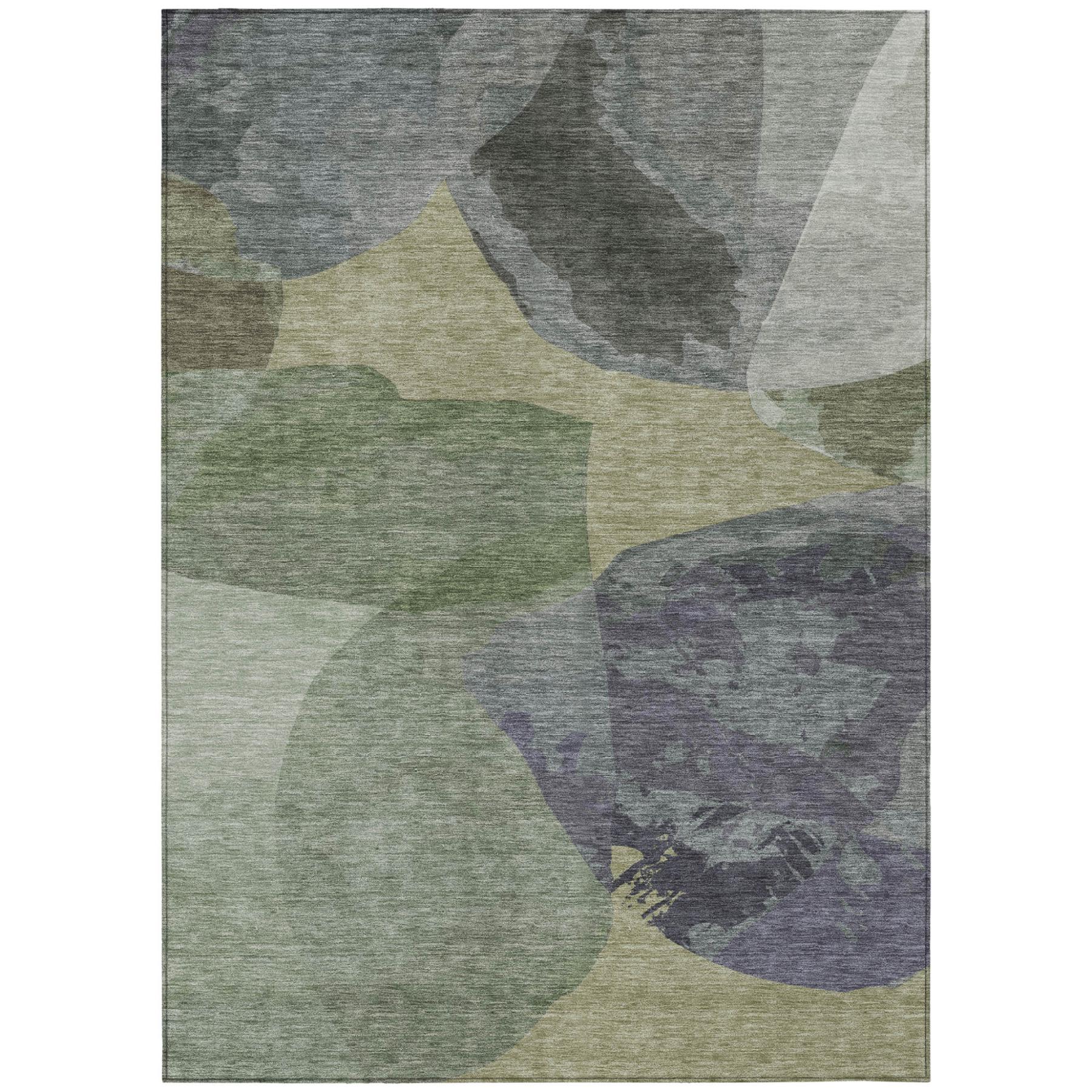 10' X 14' Sage And Green Abstract Washable Indoor Outdoor Area Rug - Sports & Outdoor