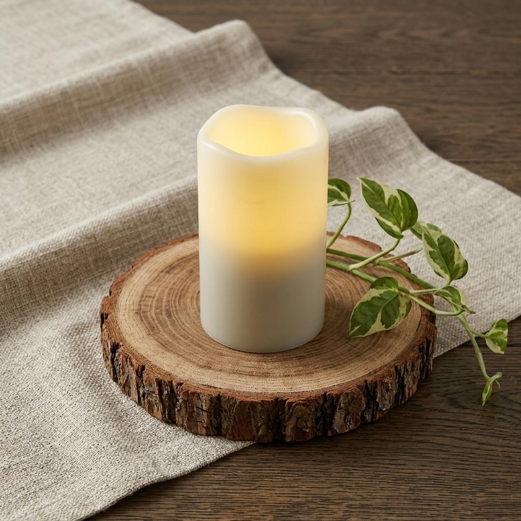 5" Ivory Flameless Indoor Outdoor Pillar Candle - Home & Garden