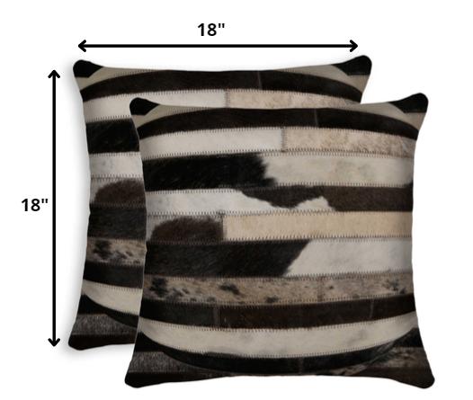Set of Two Brown and Black Cowhide Throw Pillow - Home Decor