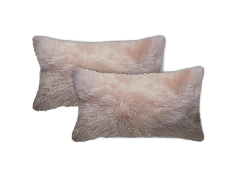 Set of Two 12" X 20" Blush Cowhide Throw Pillow - Home Decor
