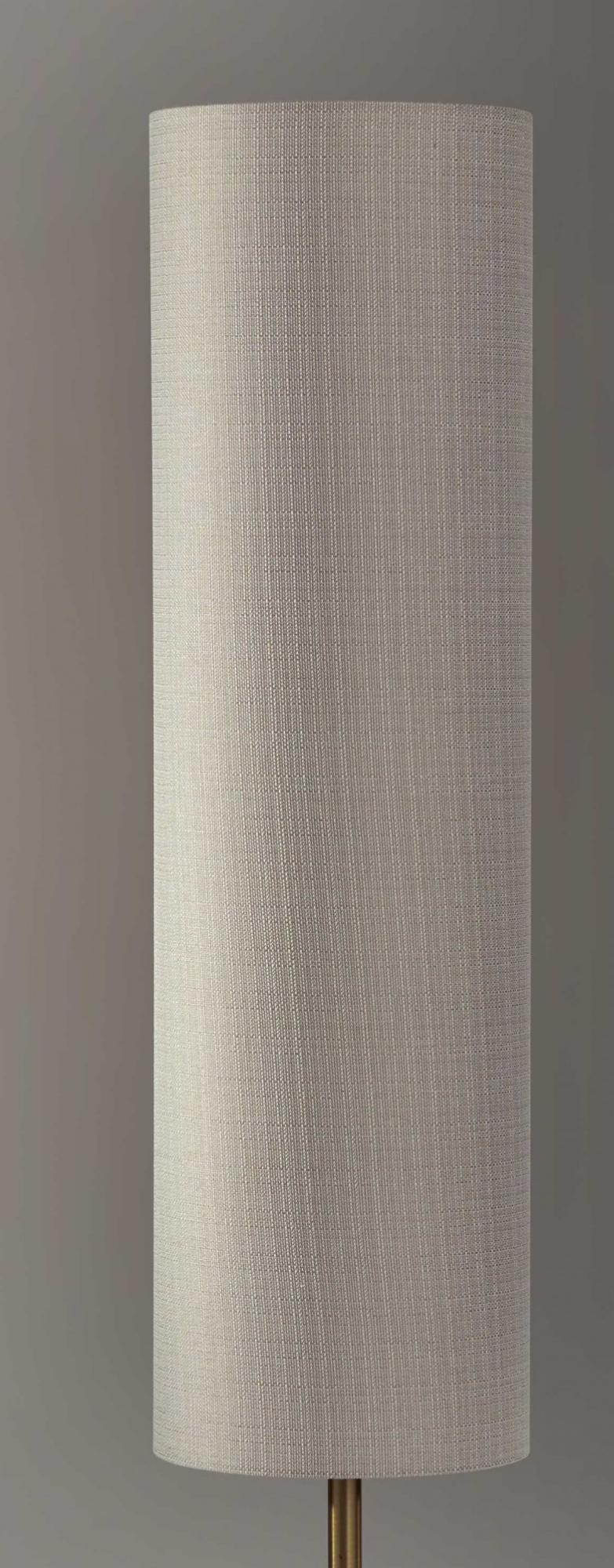 59" Brass Column With Beige Fabric Shade - Lighting