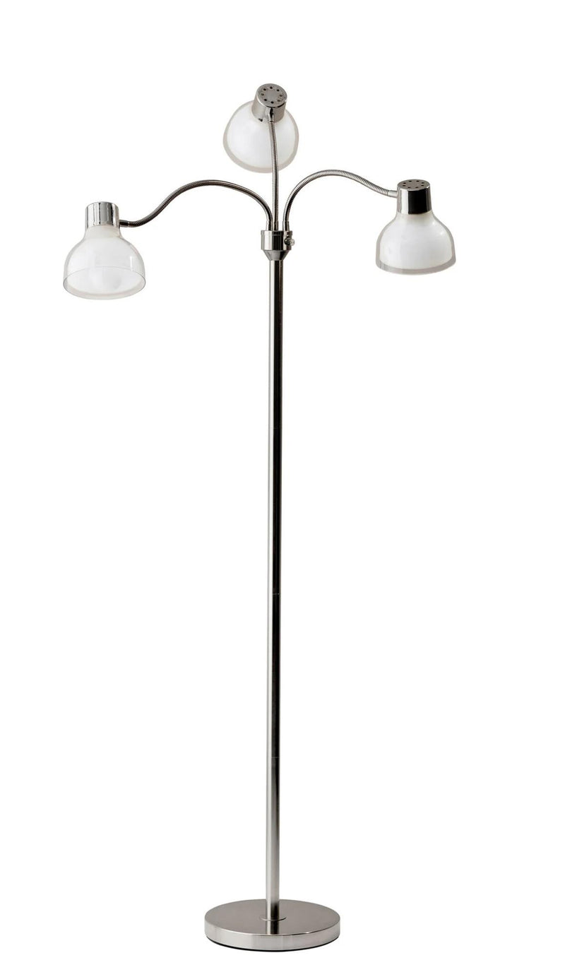 69" Silver Three Light Tree Floor Lamp With White Plastic Bowl Shade - Lighting