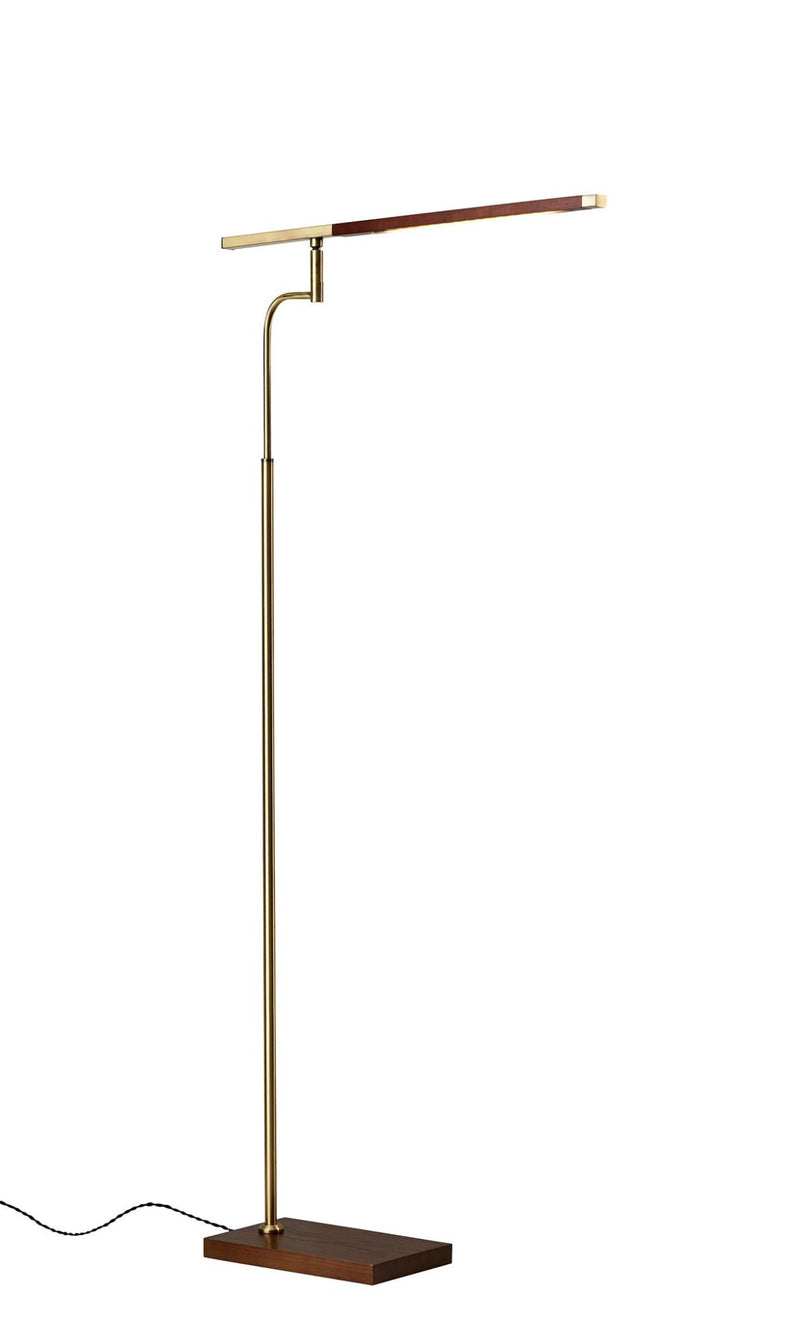 63" Brown LED Task Floor Lamp With Brass - Lighting