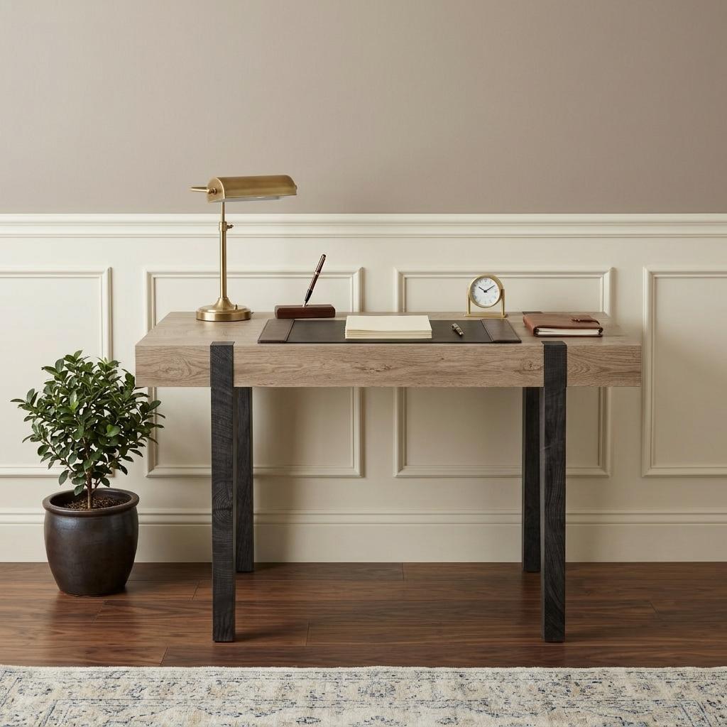 45" Natural and Dark Brown Wood Parsons - Office