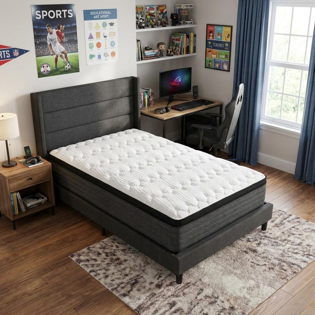 11" Twin Foam Plush Euro Top Hybrid Mattress - Bed & Bath