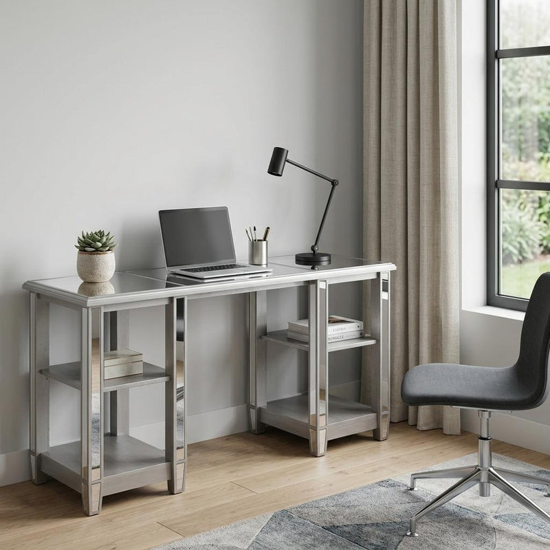 50" Silver Wood Mirrored - Office