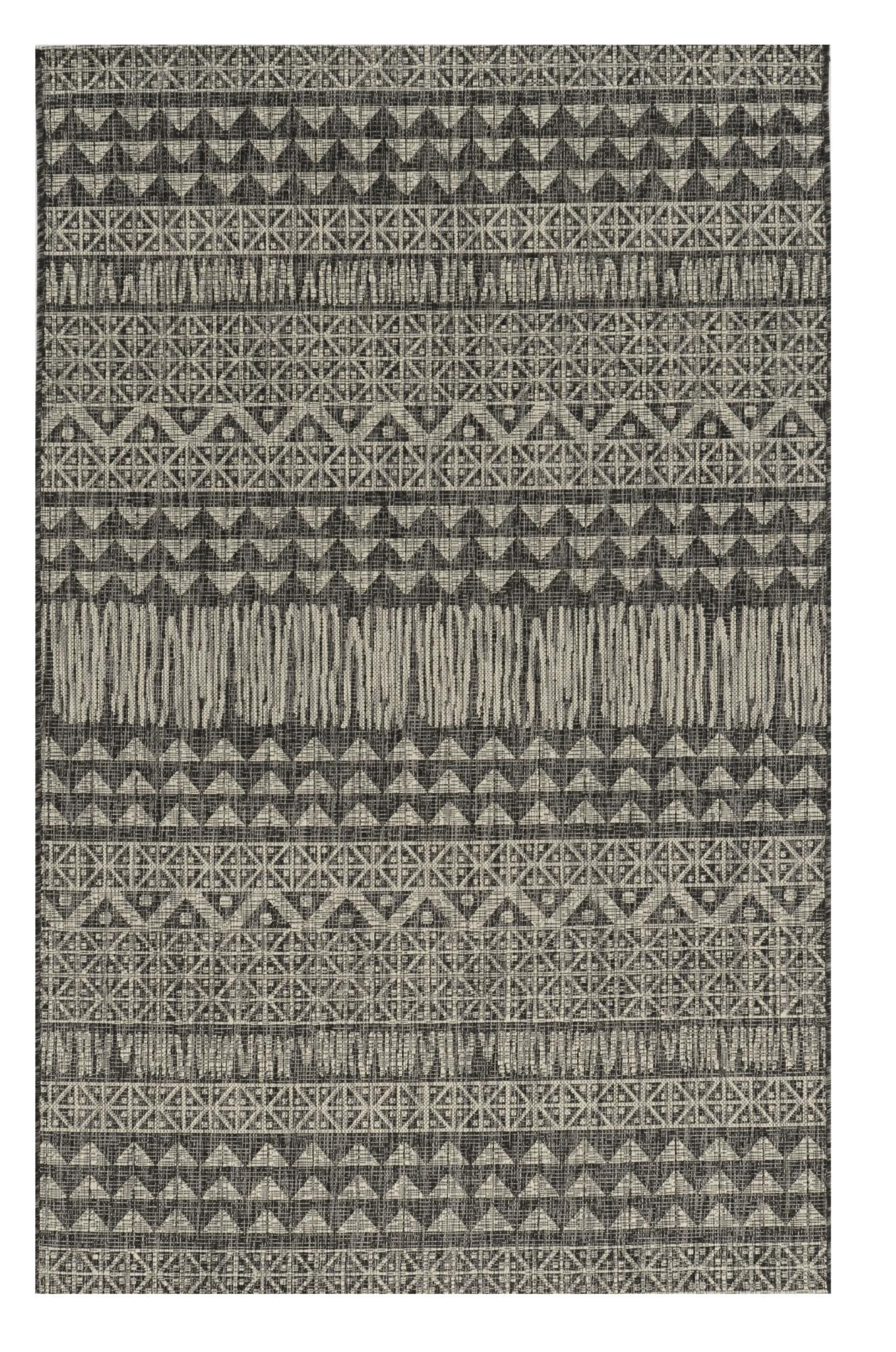 3' X 4' Charcoal Southwestern Indoor Outdoor Area Rug - Outdoor