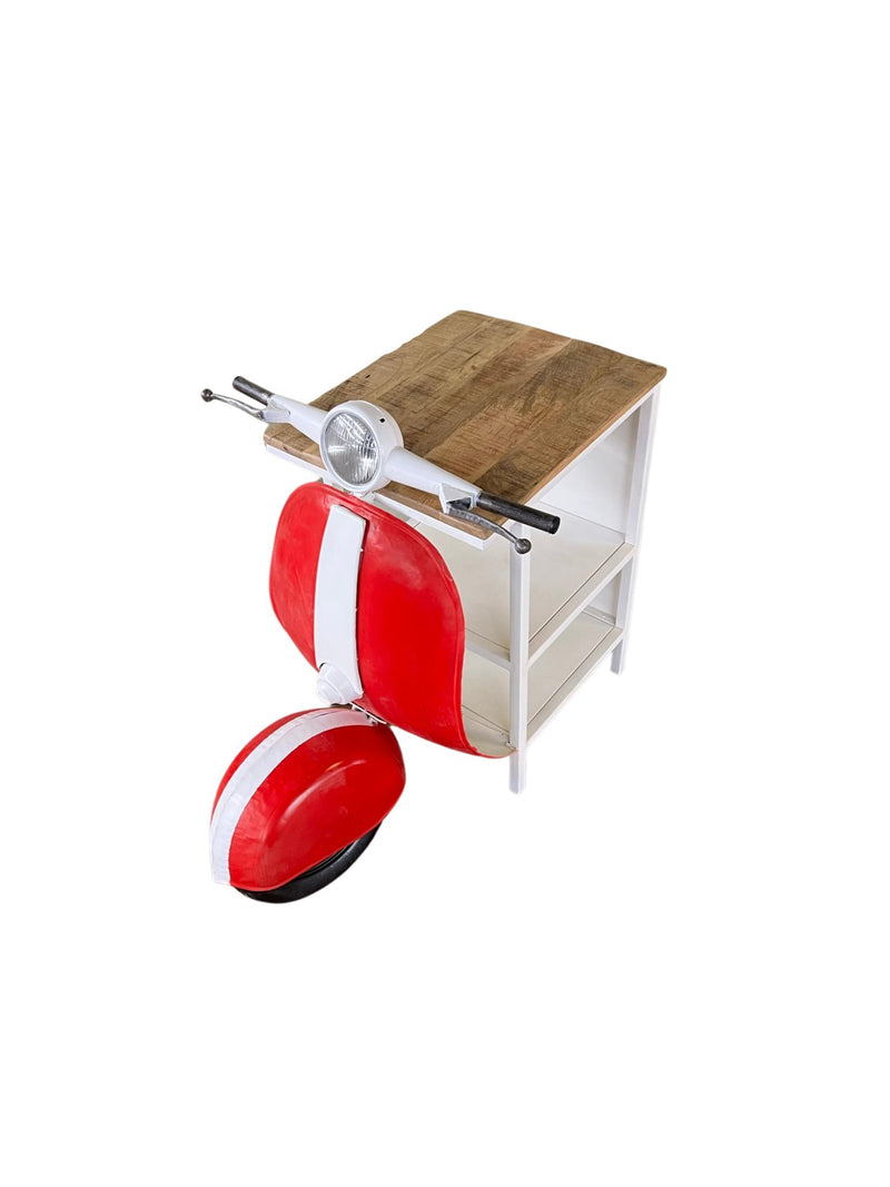 26" Red and Off White Novelty Scooter Open Cabinet With Two Shelves - Kitchen & Dining