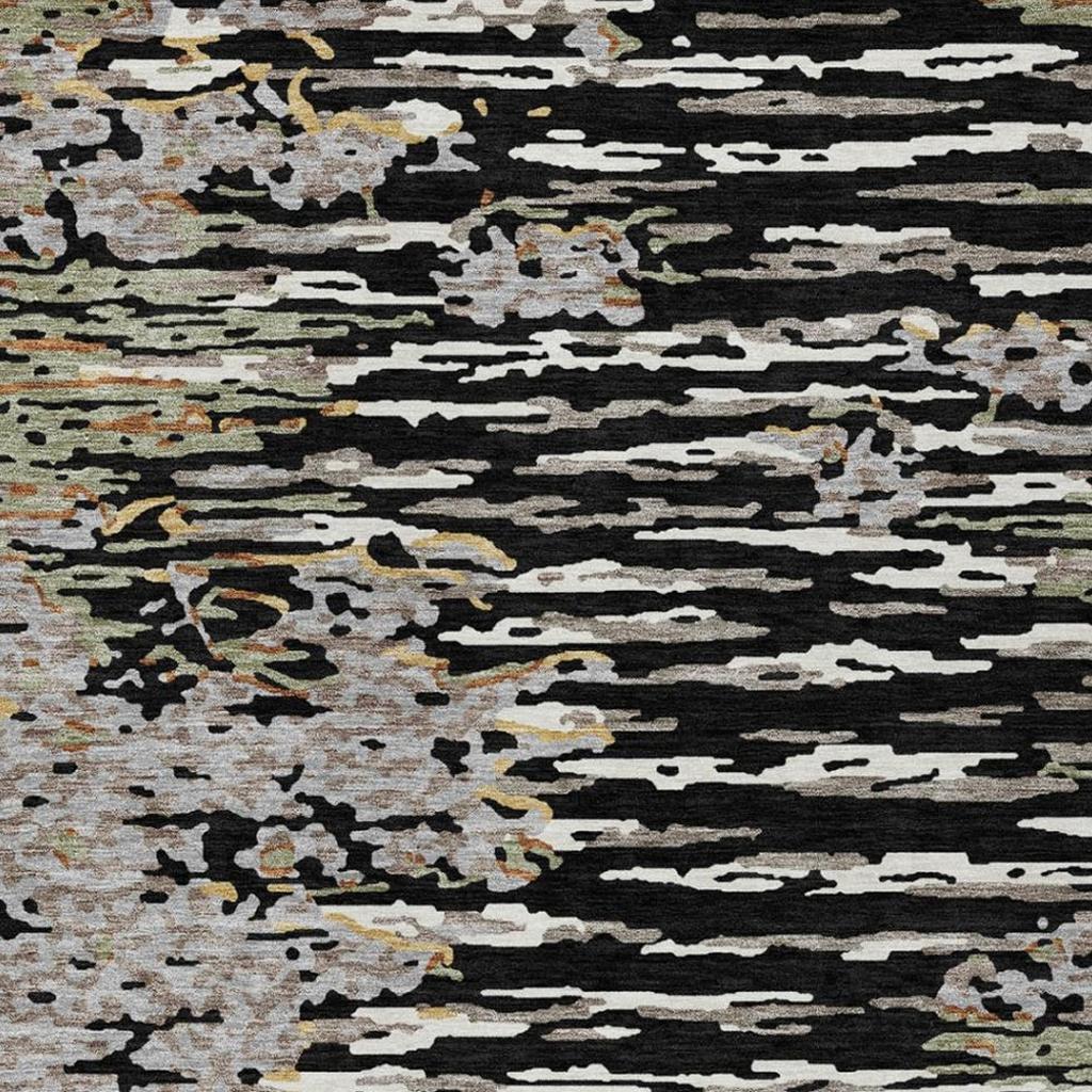 Detail view of washed abstract stripes with black and gray tones