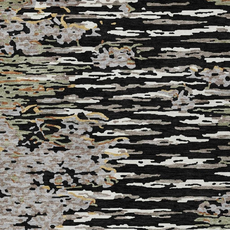 Detail view of washed abstract stripes with black and gray tones