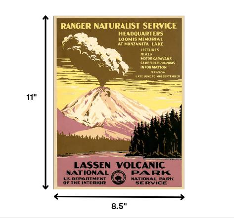 8.5" X 11" Lassen Volcanic National Park Vintage Travel Poster Wall Art - Home Decor