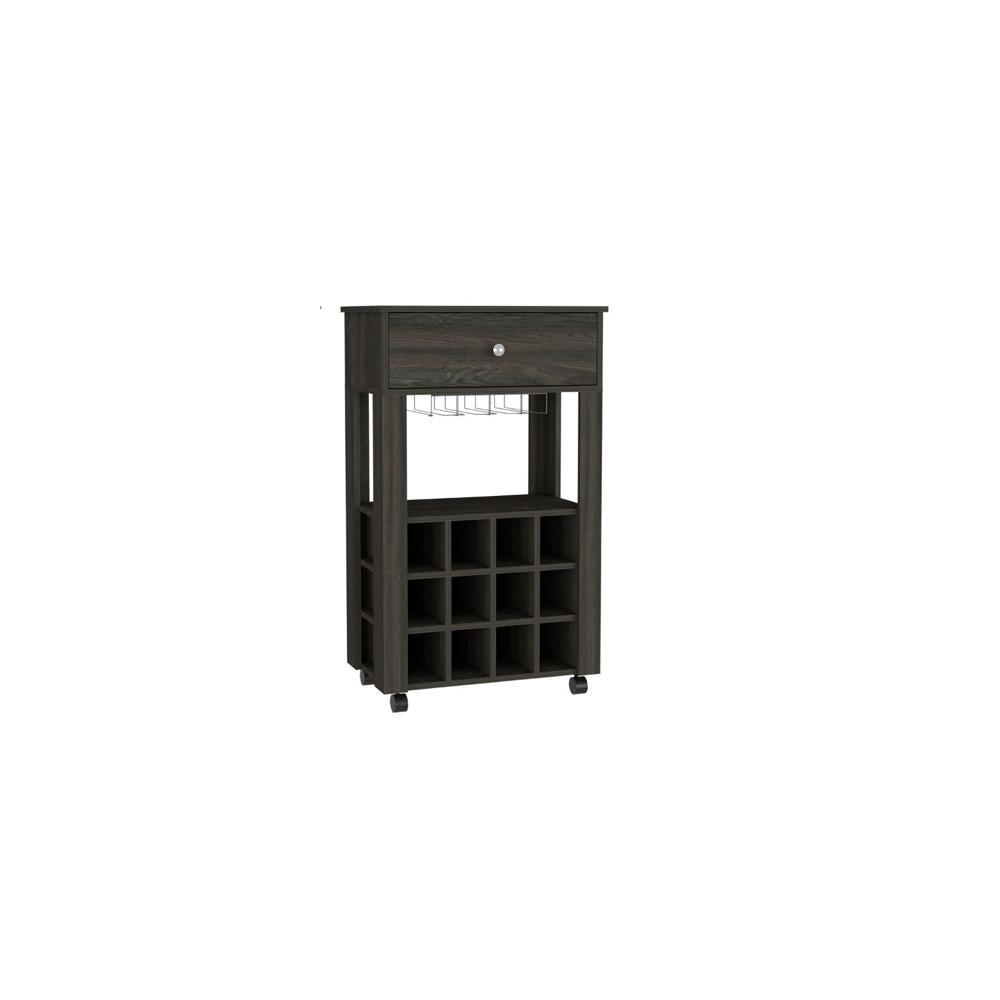 Espresso Rolling Bar Cart With Wine Storage - Kitchen & Dining