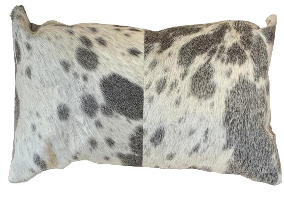 Set Of 2 Gray And White Natural Cowhide Pillows - Home Decor