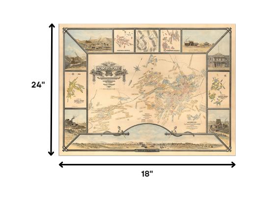 18" X 24" Map Of Tombstone Mining District Vintage Travel Poster Wall Art - Home & Garden
