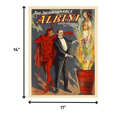 11" X 14" The Incomparable Albini Vintage Magic Poster Wall Art - Home Decor