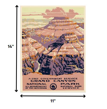 11" X 14" Grand Canyon C1938 Vintage Travel Poster Wall Art - Home Decor