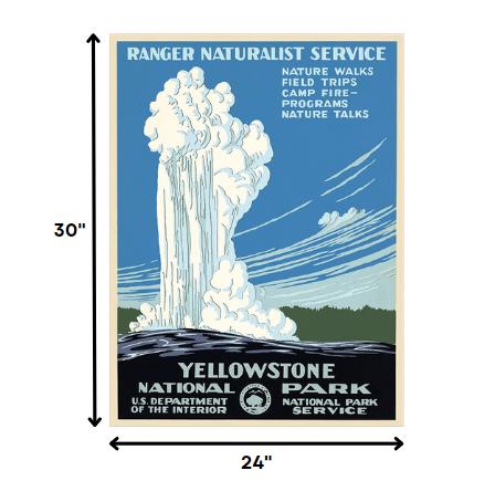 24" x 32" Yellowstone National Park c1938 Vintage Travel Poster Wall Art - Home Decor