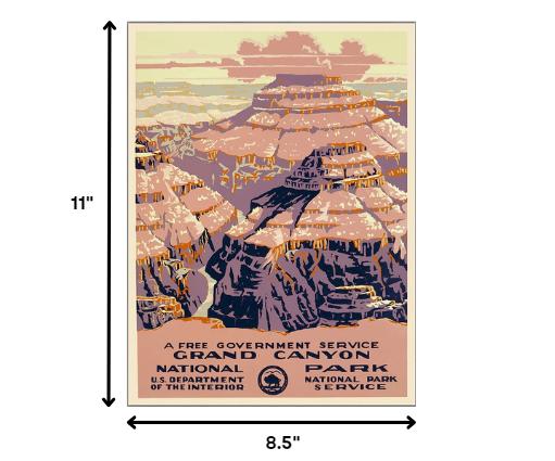 8.5" X 11" Grand Canyon C1938 Vintage Travel Poster Wall Art - Home Decor