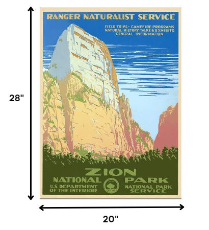 20" x 28" Zion National Park c1938 Vintage Travel Poster Wall Art - Home Decor