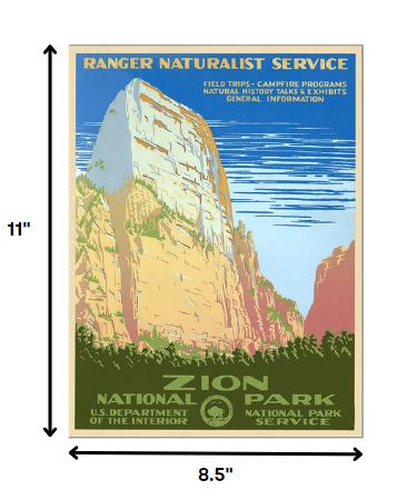 8.5" x 11" Zion National Park c1938 Vintage Travel Poster Wall Art - Home Decor