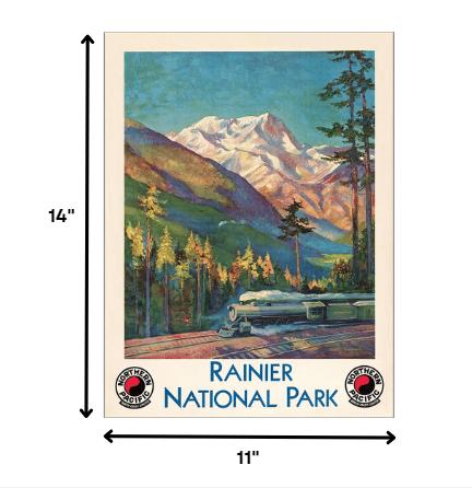 11" X 14" Rainier National Park C1920S Vintage Travel Poster Wall Art - Home Decor