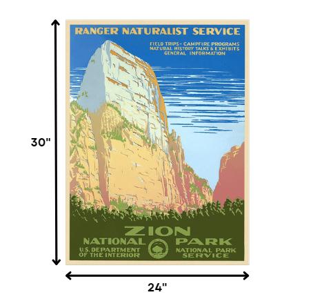 24" x 32" Zion National Park c1938 Vintage Travel Poster Wall Art - Home Decor