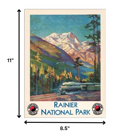 8.5" X 11" Rainier National Park C1920S Vintage Travel Poster Wall Art - Home Decor
