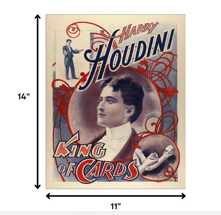 11" X 14" Houdini King Of Cards Vintage Magic Poster Wall Art - Home & Garden