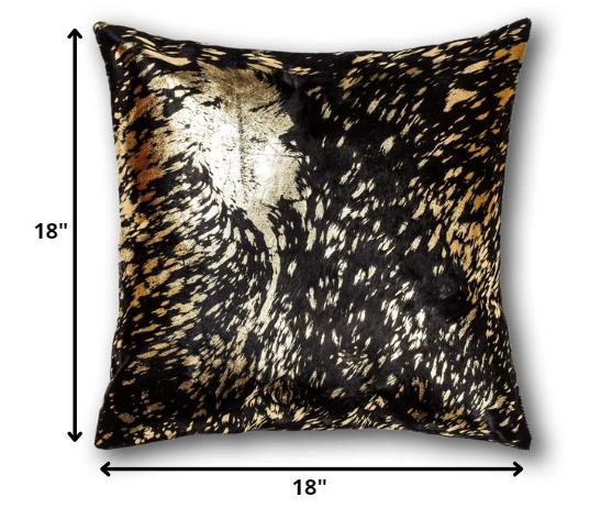 Chocolate And Gold Torino Kobe Cowhide Pillow - Home Decor