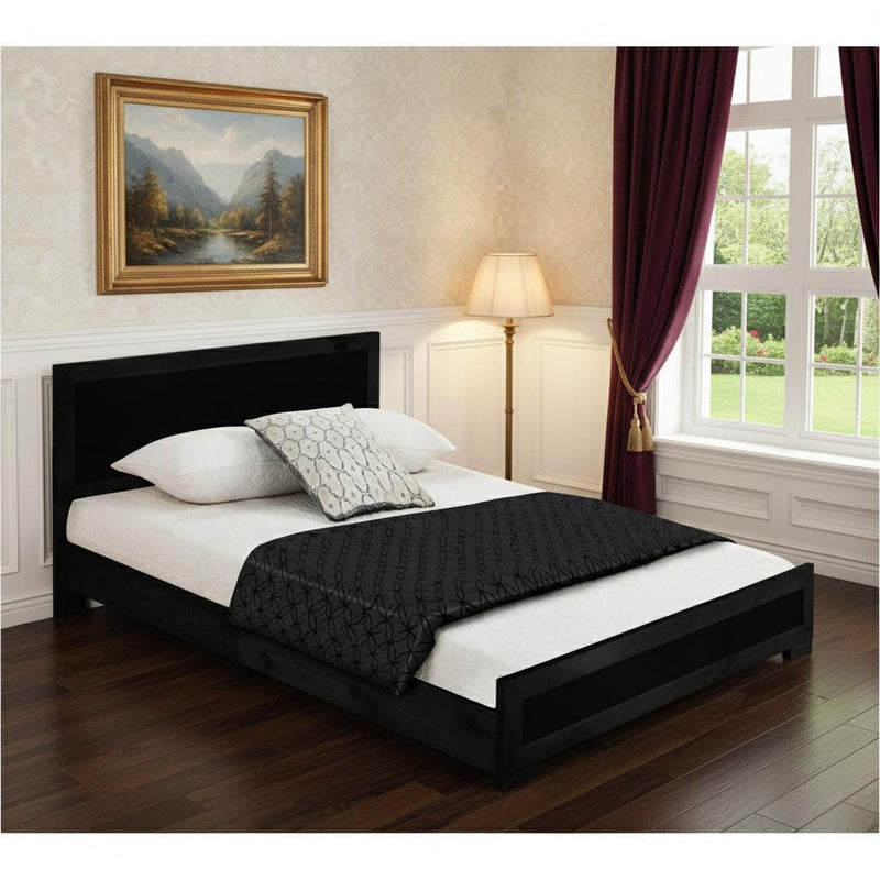 Black Wood Queen Bed Frame - Bed & Bath