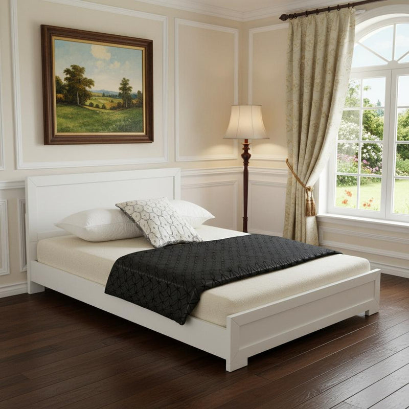 White Solid and Manufactured Wood King Bed Frame - Bed & Bath