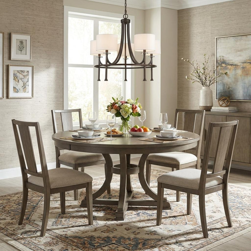 Brown Candle Style Five Light Metal and Crystals Dimmable Chandelier With White Shades - Lighting