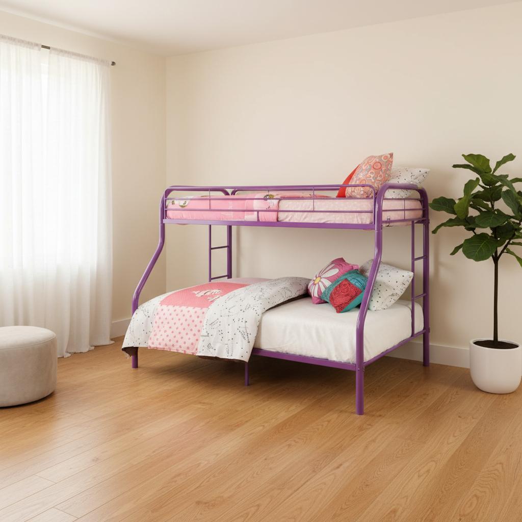 78" X 54" X 60" Twin Over Full Purple Metal Tube Bunk Bed - Bed & Bath