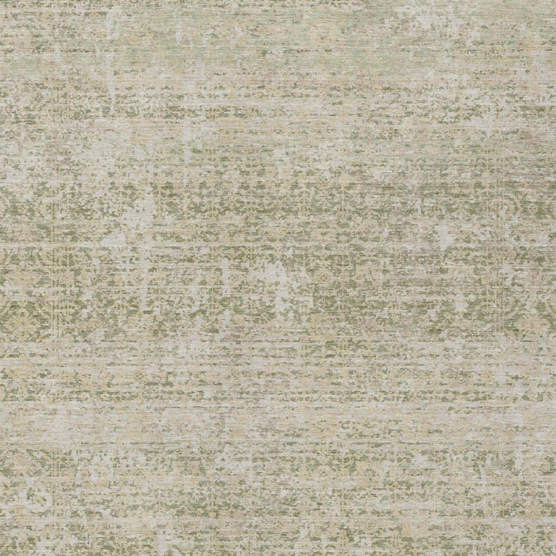 Sage green and cream abstract area rug, uniform textured motif across the surface