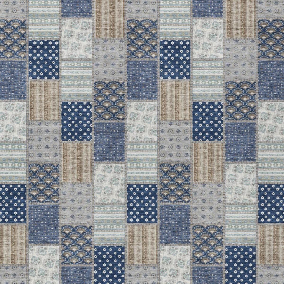 10' X 14' Navy Blue And Blue Patchwork Washable Indoor Outdoor Area Rug - Sports & Outdoor