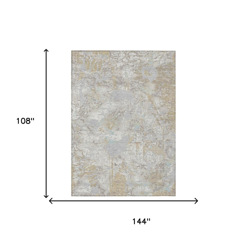 Ivory and silver indoor outdoor area rug, 144 in x 108 in dimensions