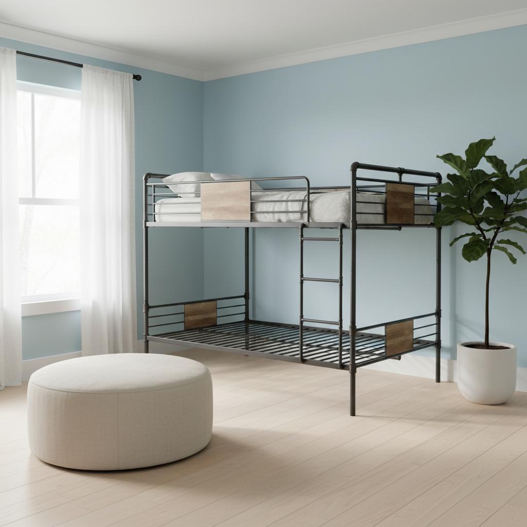 83" X 65" X 68" Sandy Black  Dark Bronze Handbrushed Queen Over Queen Bunk Bed - Bed & Bath