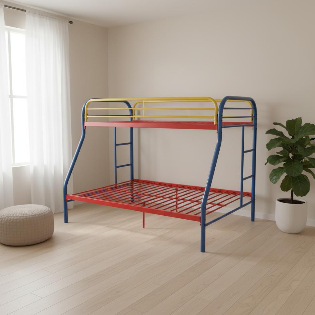 78" X 54" X 60" Twin Over Full Rainbow Metal Tube Bunk Bed - Bed & Bath