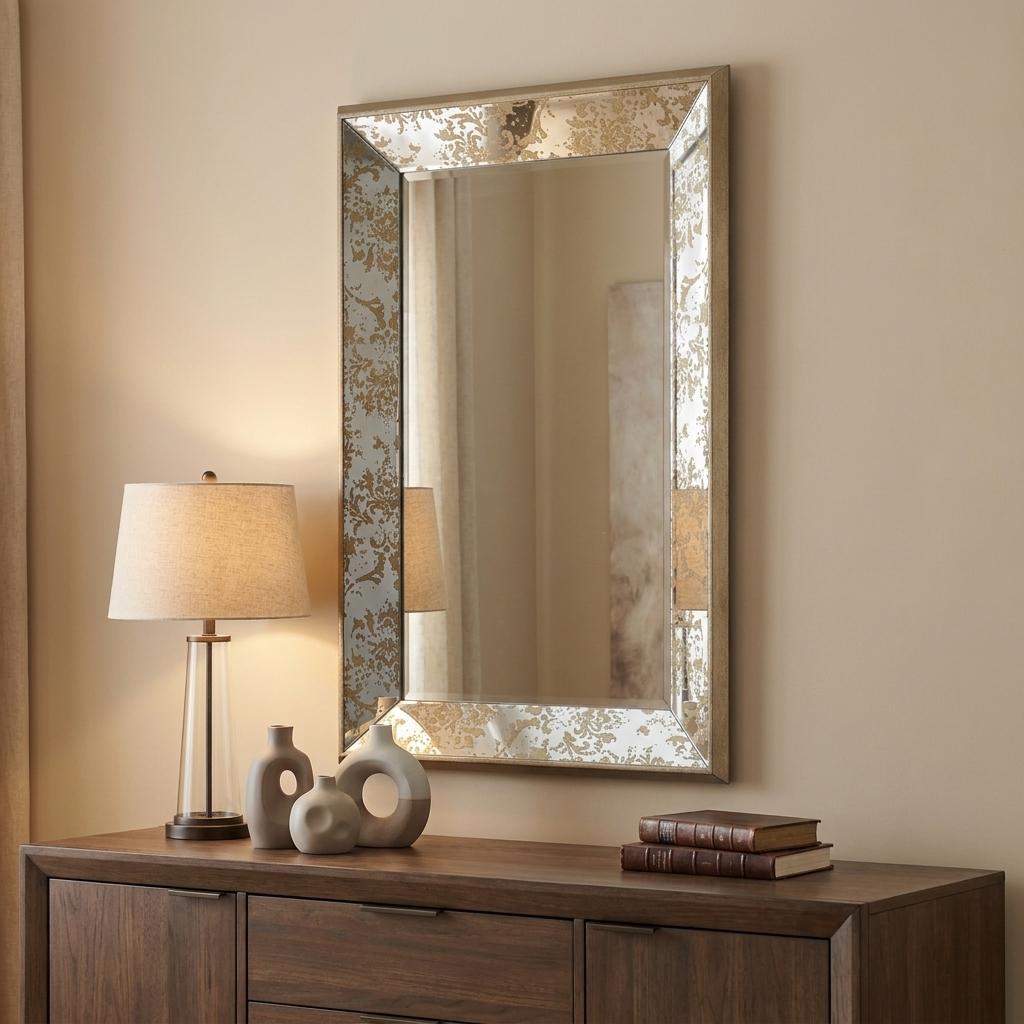 24" Silver Glass Framed Accent Mirror - Bed & Bath