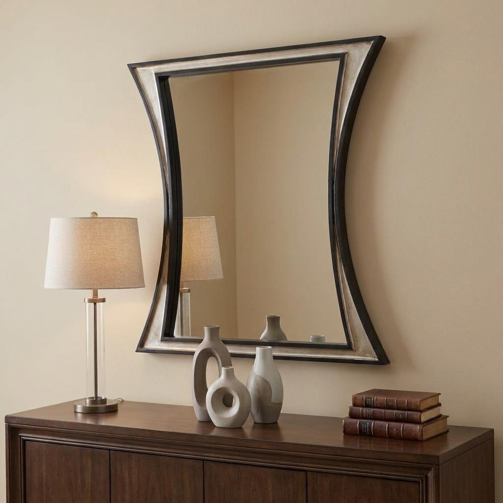 17" Dark Brown Wood Diamond Framed Accent Mirror - Bed & Bath