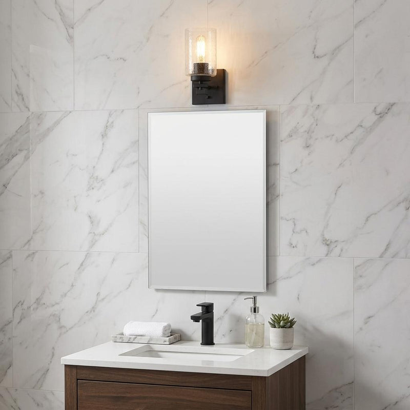 10" Black And Clear Metal Vanity Flush Mounted Sconce - Lighting