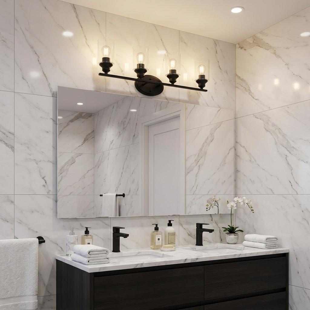 10" Black And Clear Metal Vanity Flush Mounted Sconce - Lighting
