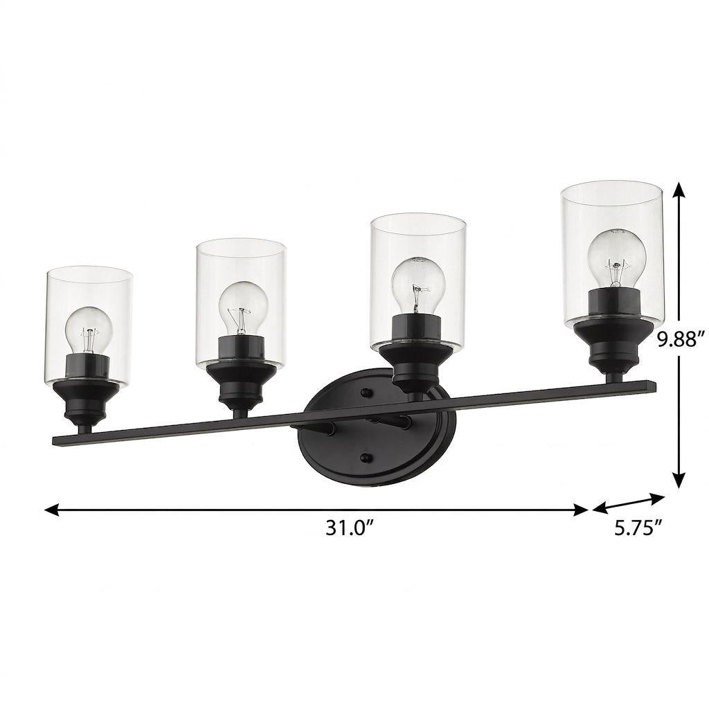 10" Black And Clear Metal Vanity Flush Mounted Sconce - Lighting