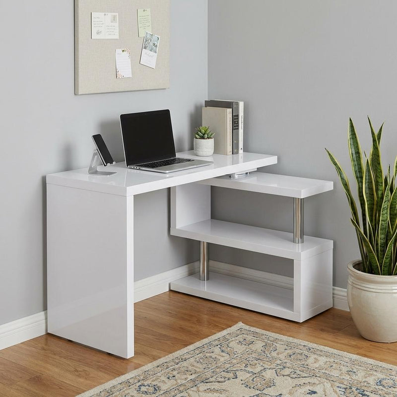 45" White Wood Corner Pedestal - Office
