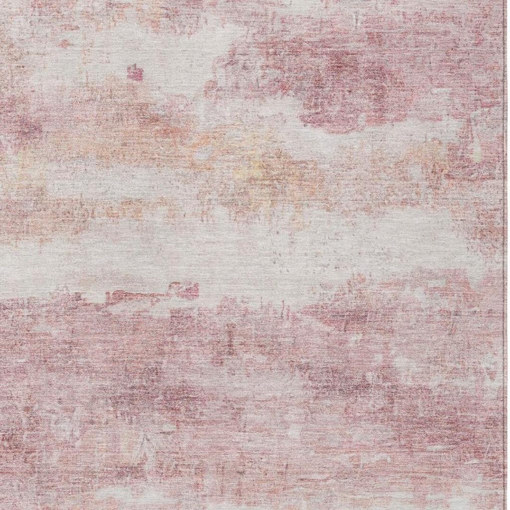 3' X 5' Pink And Tan Abstract Washable Indoor Outdoor Area Rug - Sports & Outdoor