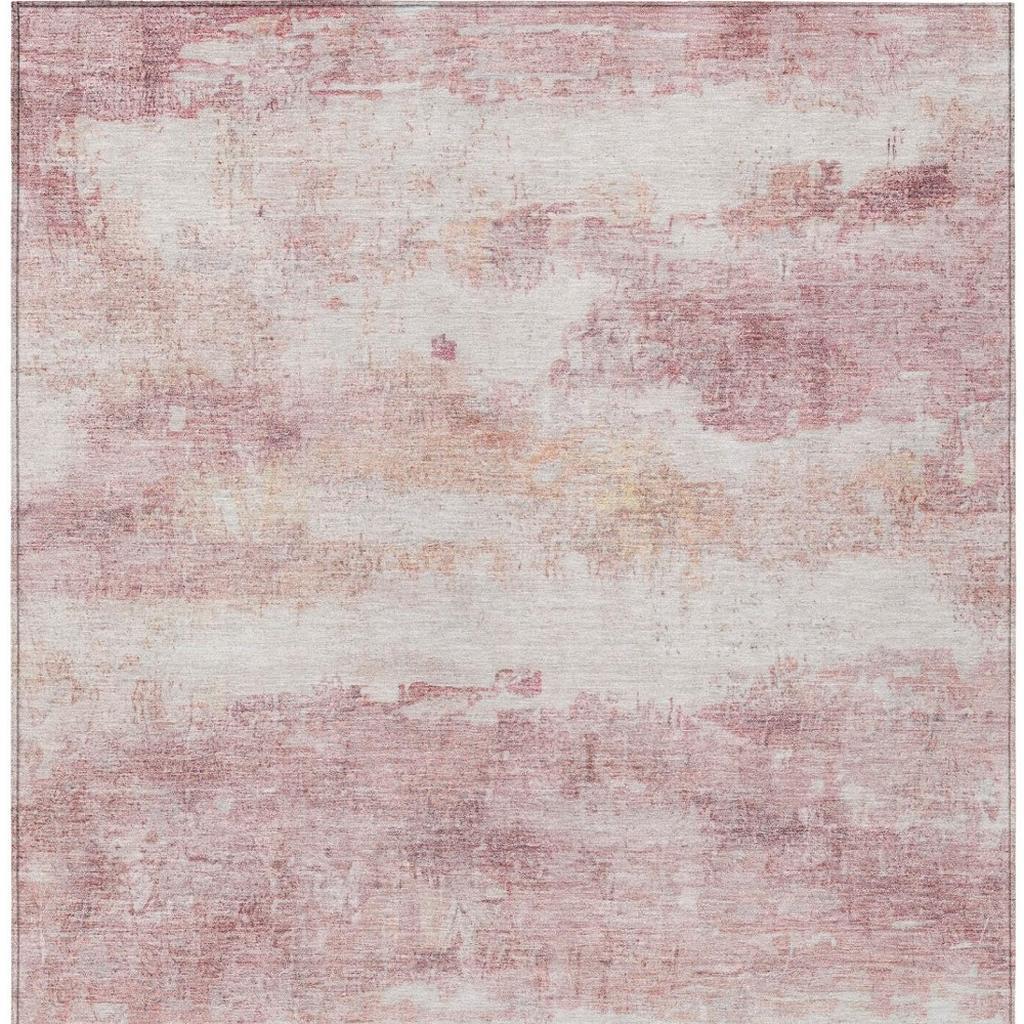 3' X 5' Pink And Tan Abstract Washable Indoor Outdoor Area Rug - Sports & Outdoor