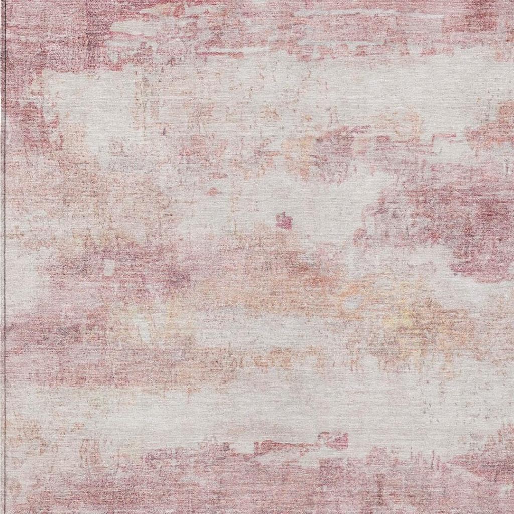 3' X 5' Pink And Tan Abstract Washable Indoor Outdoor Area Rug - Sports & Outdoor